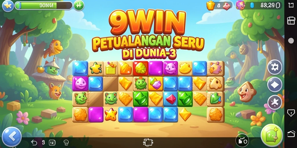 Screenshot gameplay 9WIN yang menunjukkan keseruan mencocokkan item.