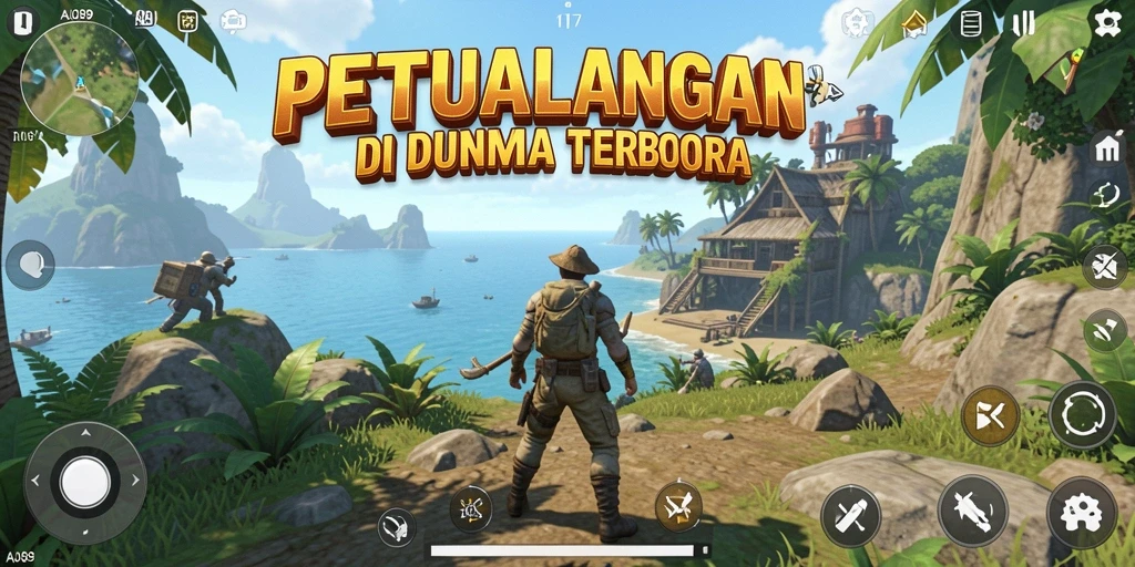 Gameplay AJO89 menampilkan eksplorasi dunia terbuka yang penuh warna.
