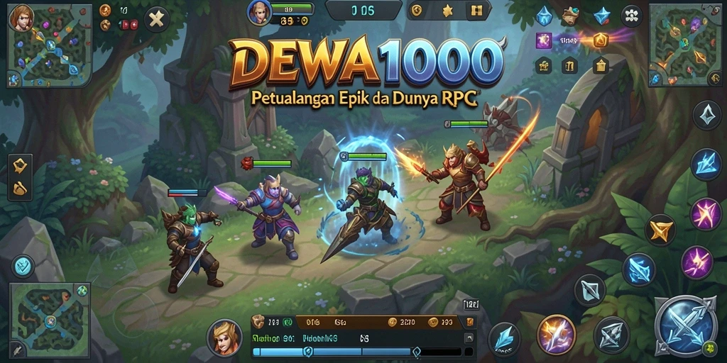 Tampilan gameplay DEWA1000 yang menakjubkan dalam aksi RPG.