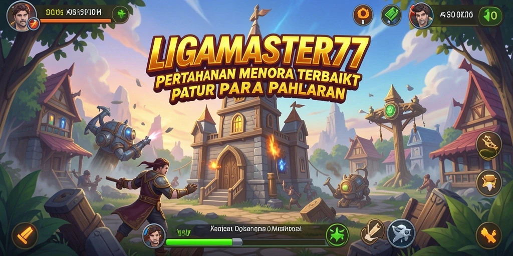 Tampilan gameplay menegangkan dalam LIGAMASTER77 Tower Defense.