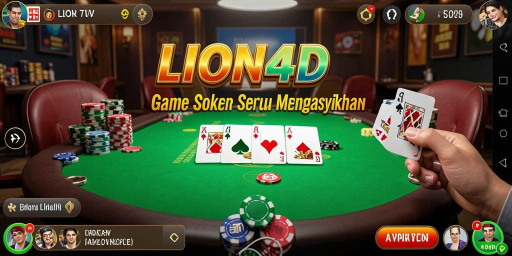 Screenshot utama LION4D menampilkan gameplay poker yang seru dan menarik.