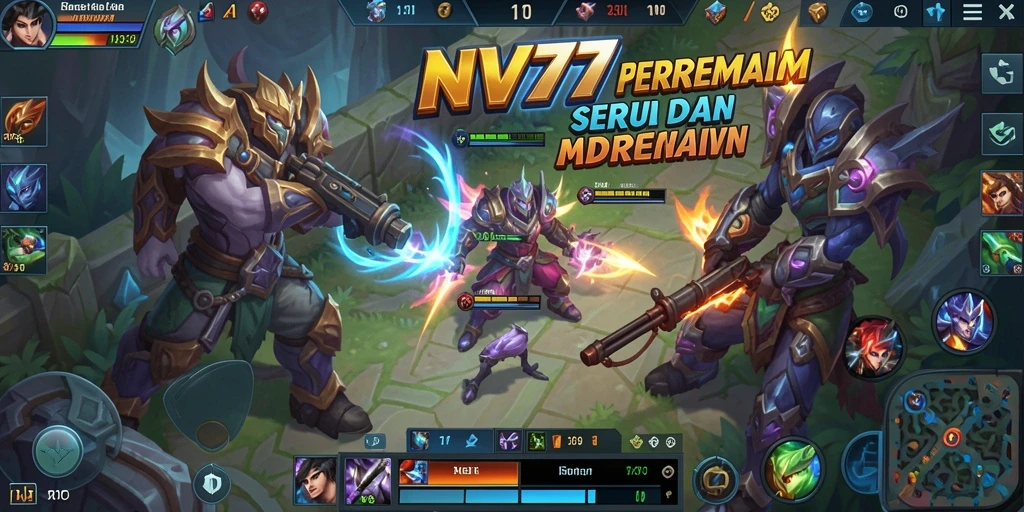 Screenshot gameplay MOBA NV77 yang menarik dan mendebarkan.