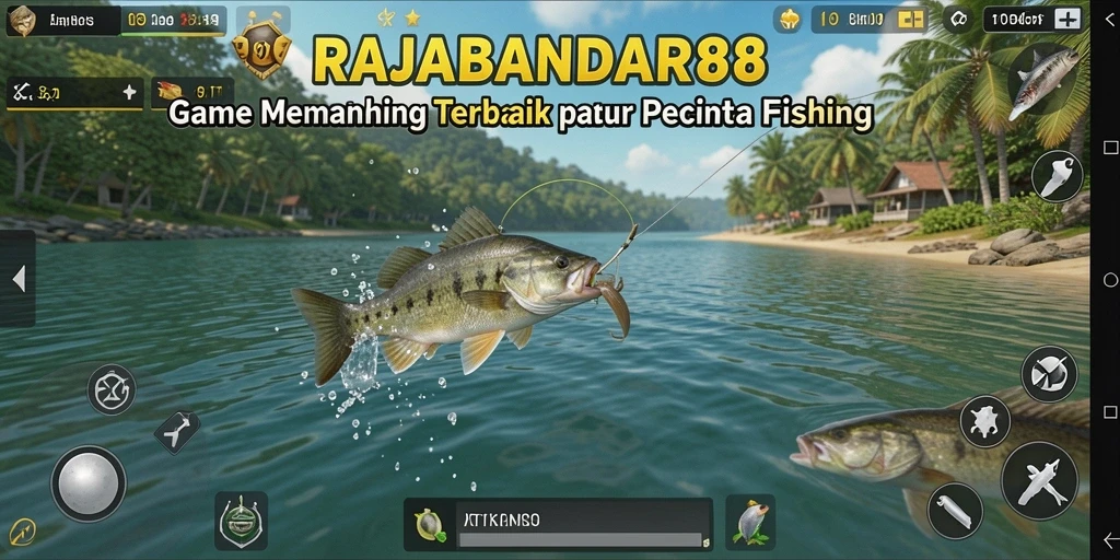 Screenshot gameplay RAJABANDAR88 yang menunjukkan aktivitas memancing yang seru.