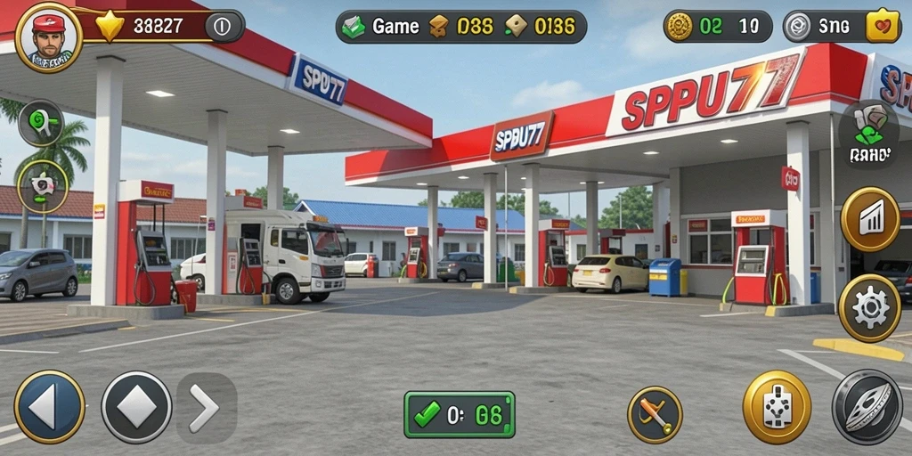 Gambaran gameplay SPBU77 yang menarik dan menghibur.