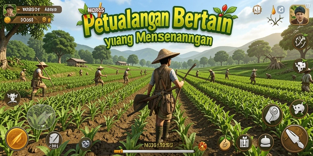Tampilan gameplay menarik dari WDBOS yang menunjukkan aktivitas bertani.