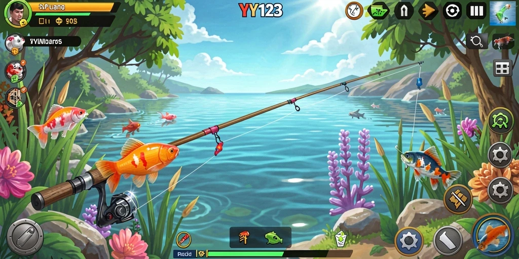 Screenshot YY123 menunjukkan aksi memancing yang seru dan menarik.